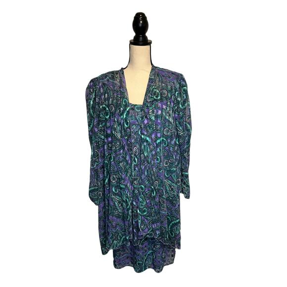 Vintage Patra Stenay 2 Pcs Dress w/ Jacket Paisley Whimsigoth Womens Sz 22 Multi - Picture 2 of 9